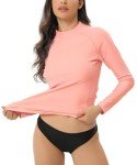 Women's Long Sleeve UV Rash Guard Swim Top - Pink
