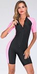 YEESAM Modest Pink Short Sleeve Women's Swimsuit
