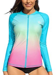 ATTRACO Women's UV Protection Long Sleeve Swimsuit Top