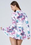 Pink One-Piece Long Sleeve Swimdress for Women