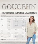 GOUCEHN Women Long Sleeve Shirts Casual V Neck Blouses Dressy Tunic Tops for Leggings (Pink, Large)