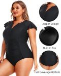 Plus Size Tummy Control Zipper Swimsuit for Women