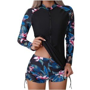 Women's 2 Piece Long Sleeve Rash Guard Set