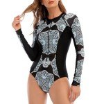 Durio Women's Long Sleeve One Piece Swimsuit