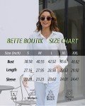BETTE BOUTIK Women's Button Down Shirts Long Sleeve Printed Button Up V-Neck Casual Office Business Blouses Plain Tops（ FloSilhouette，Large ）