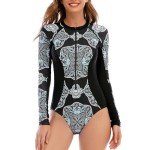 Durio Women's Long Sleeve One Piece Swimsuit