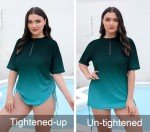 Plus Size Half Zip Short Sleeve Swim Top