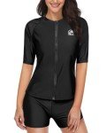 Holipick Women's Black 2-Piece Rash Guard Swimsuit
