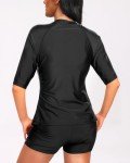 Holipick Women's Black 2-Piece Rash Guard Swimsuit