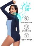 Navy One-Piece Swimwear with Sun Protection for Women