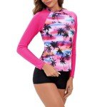 Floral Long Sleeve Two Piece Women's Rash Guard