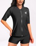 Holipick Women's Black 2-Piece Rash Guard Swimsuit