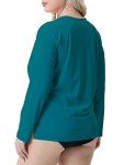 Peacock Blue Plus Size Long Sleeve Swim Top