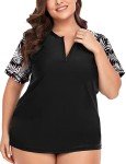 Plus Size Short Sleeve Swim Shirt for Women