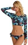 Floral Long Sleeve UV Protection Two Piece Swimsuit