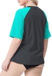 Halcurt Women's Plus Size Short Sleeve Swim Top