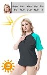 Halcurt Women's Plus Size Short Sleeve Swim Top