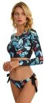 Floral Long Sleeve UV Protection Two Piece Swimsuit