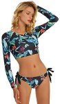 Floral Long Sleeve UV Protection Two Piece Swimsuit