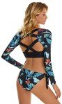 Floral Long Sleeve UV Protection Two Piece Swimsuit