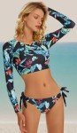 Floral Long Sleeve UV Protection Two Piece Swimsuit