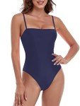 Navy Blue Bandeau One Piece Swimsuit for Women