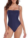 Navy Blue Bandeau One Piece Swimsuit for Women