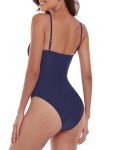 Navy Blue Bandeau One Piece Swimsuit for Women