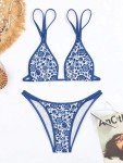 Cute Floral Blue High Waist Bikini Set for Women