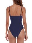 Navy Blue Bandeau One Piece Swimsuit for Women