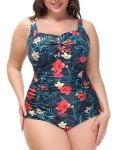 Hanna Nikole Floral High Leg Swimsuit, 5X Size