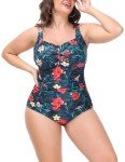 Hanna Nikole Floral High Leg Swimsuit, 5X Size