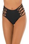 Black High Waisted Cheeky Bikini Bottoms for Women