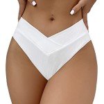 SherryDC High Waisted V Cut Bikini Bottoms - White