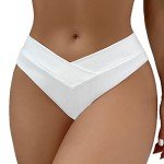 SherryDC High Waisted V Cut Bikini Bottoms - White