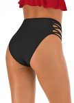 Black High Waisted Cheeky Bikini Bottoms for Women