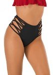 Black High Waisted Cheeky Bikini Bottoms for Women