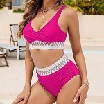 High Waisted Color Block Bikini Set for Women