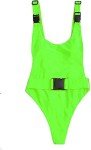 MIAIULIA Women's Fluorescent Green High Leg Swimsuit