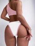 SherryDC Women's Color Block One Shoulder Bikini
