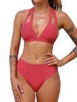 CUPSHE Women's Berry Red Two Piece Bikini Set