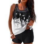 White Women's Graphic Tankini Set – Elegant Triangle Style