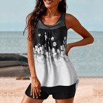 White Women's Graphic Tankini Set – Elegant Triangle Style