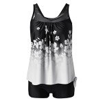 White Women's Graphic Tankini Set – Elegant Triangle Style