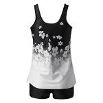 White Women's Graphic Tankini Set – Elegant Triangle Style