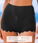 CUPSHE Women's High-Waisted Black Scalloped Swim Shorts