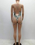 Green High Cut Bodysuit Swimsuit for Women