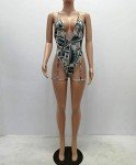 Green High Cut Bodysuit Swimsuit for Women