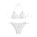 White High Leg String Bikini Set for Women