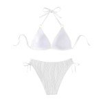 White High Leg String Bikini Set for Women